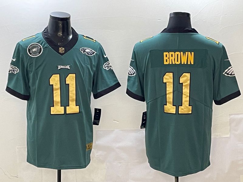 Men Philadelphia Eagles #11 Brown Green Gold Nike 2025 Limited NFL Jersey style 6